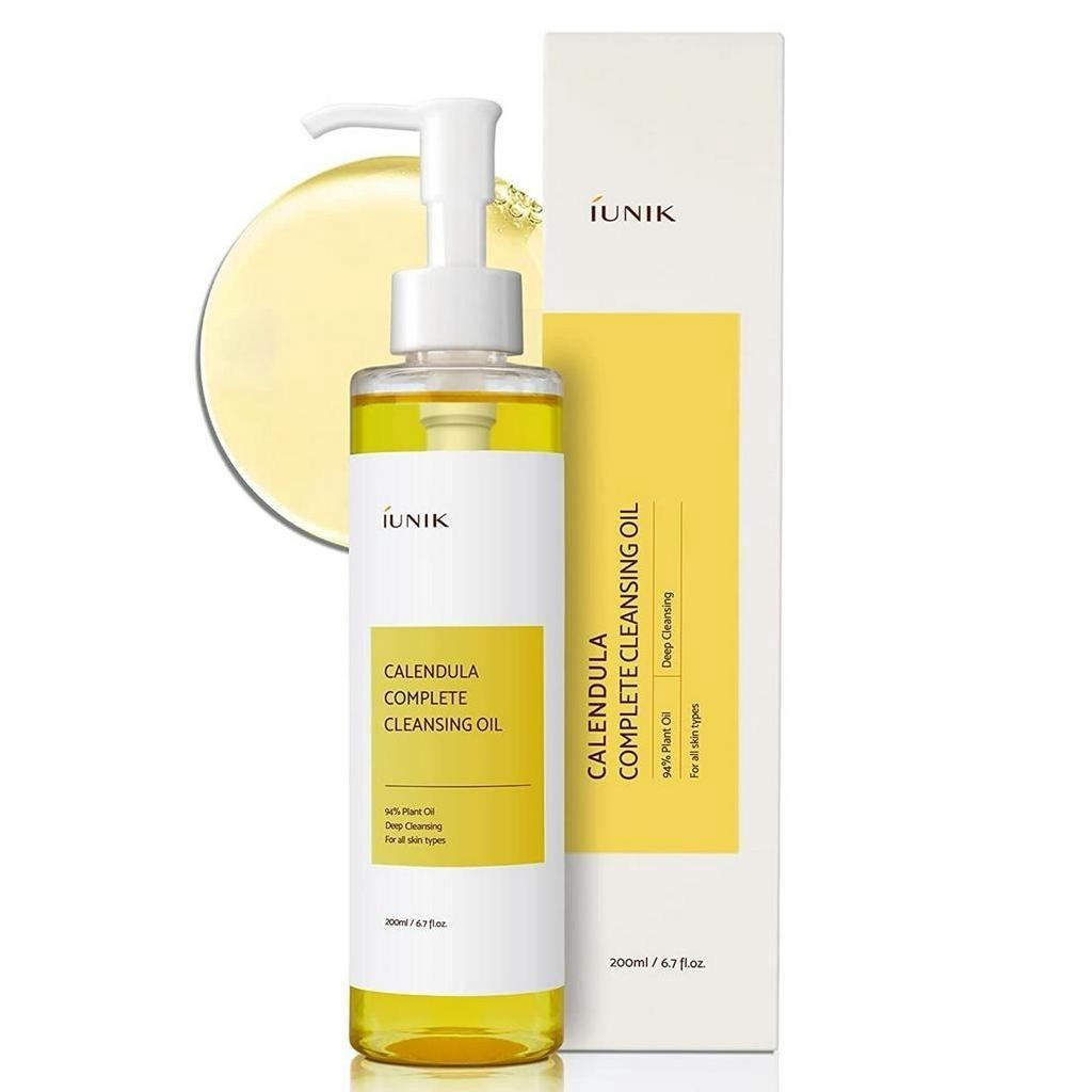 IUNIK Calendula Complete Cleansing Oil 200mL, Vegan, Deep clean, 94% Plant-based Oils, Blackhead Melting, Makeup Remover