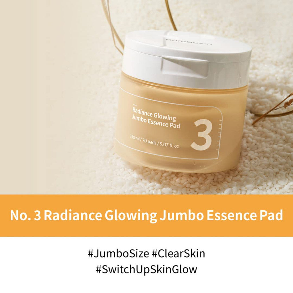 Numbuzin No.3 Radiance Glowing Jumbo Essence 70 pads, 5.07 fl.oz
