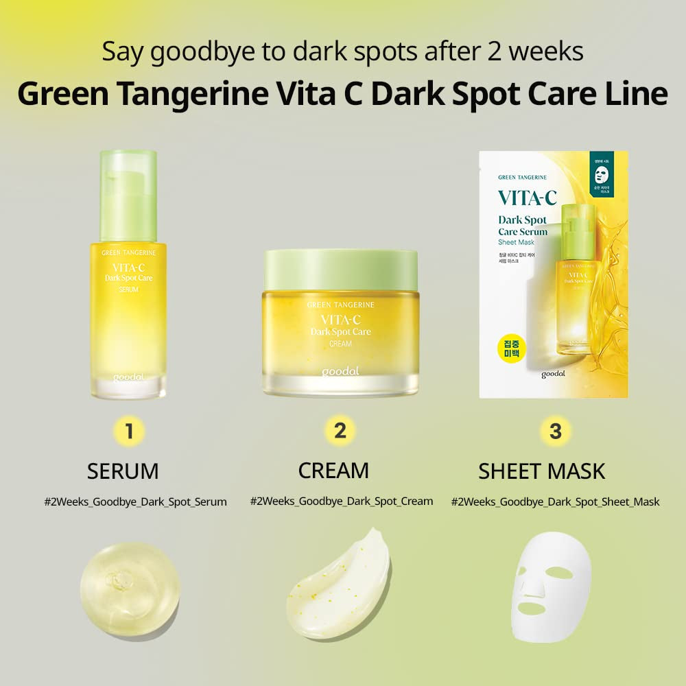 GOODAL Crema de Vitamina C de Mandarina Verde 50mL / 1.69 fl oz. Cuidado de la piel coreano hidratante e iluminador con cápsulas de vitamina C