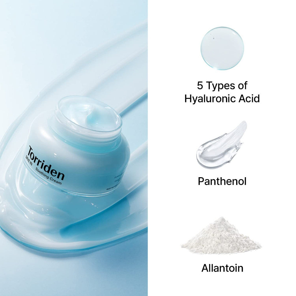 Crema calmante de ácido hialurónico de bajo peso molecular Torriden DIVE-IN 100 ml (2 tipos)