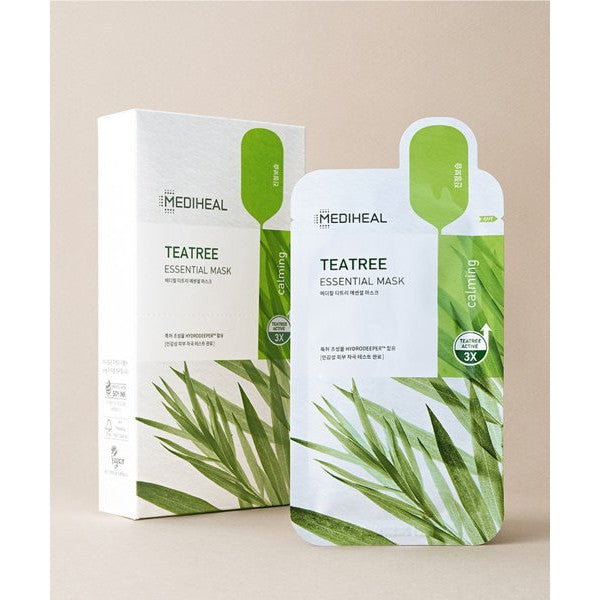 MEDIHEAL Essential Mask Sheet Pack 10pcs / Teatree, Madecassoside, Collagen, Watermide, Vita, Placenta
