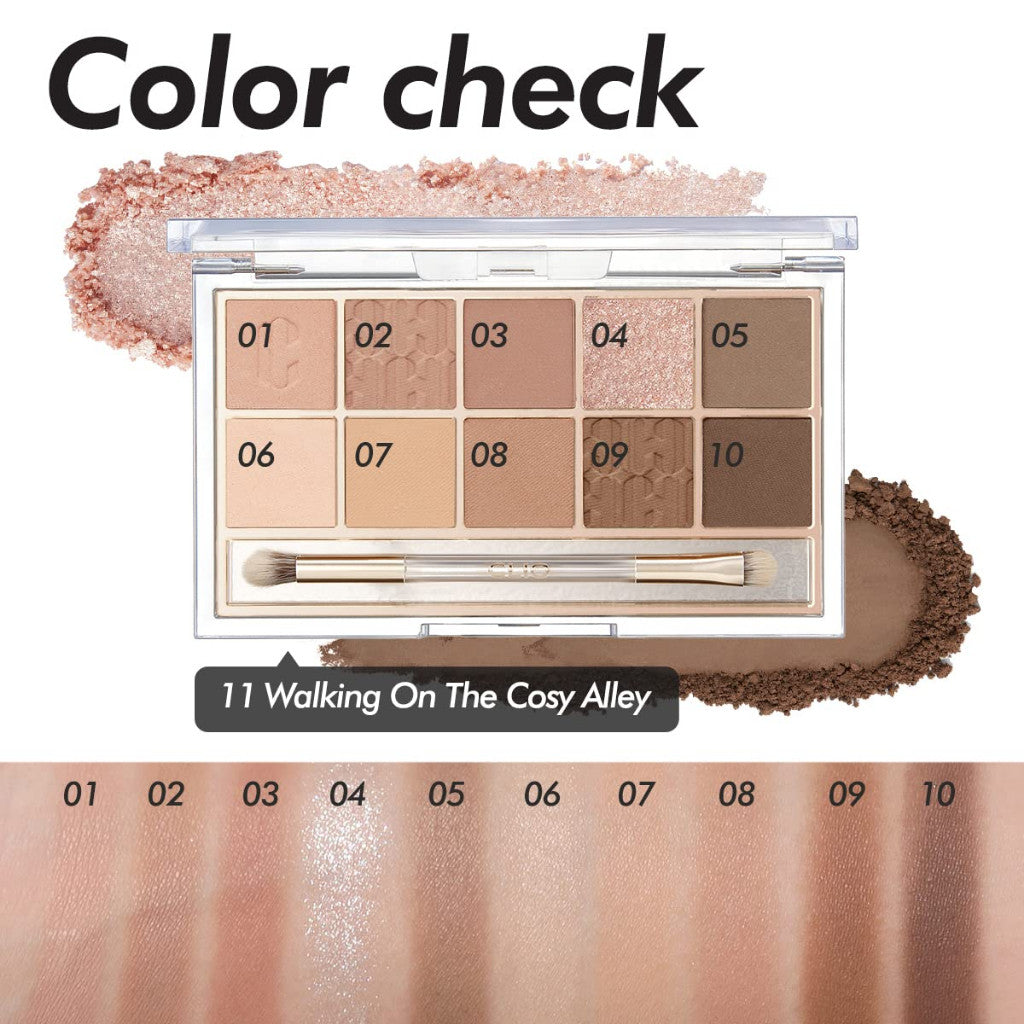 CLIO Pro Eye Shadow Palette, Matte, Shimmer, Glitter, Pearls, Highly Pigments, Long-Wearing