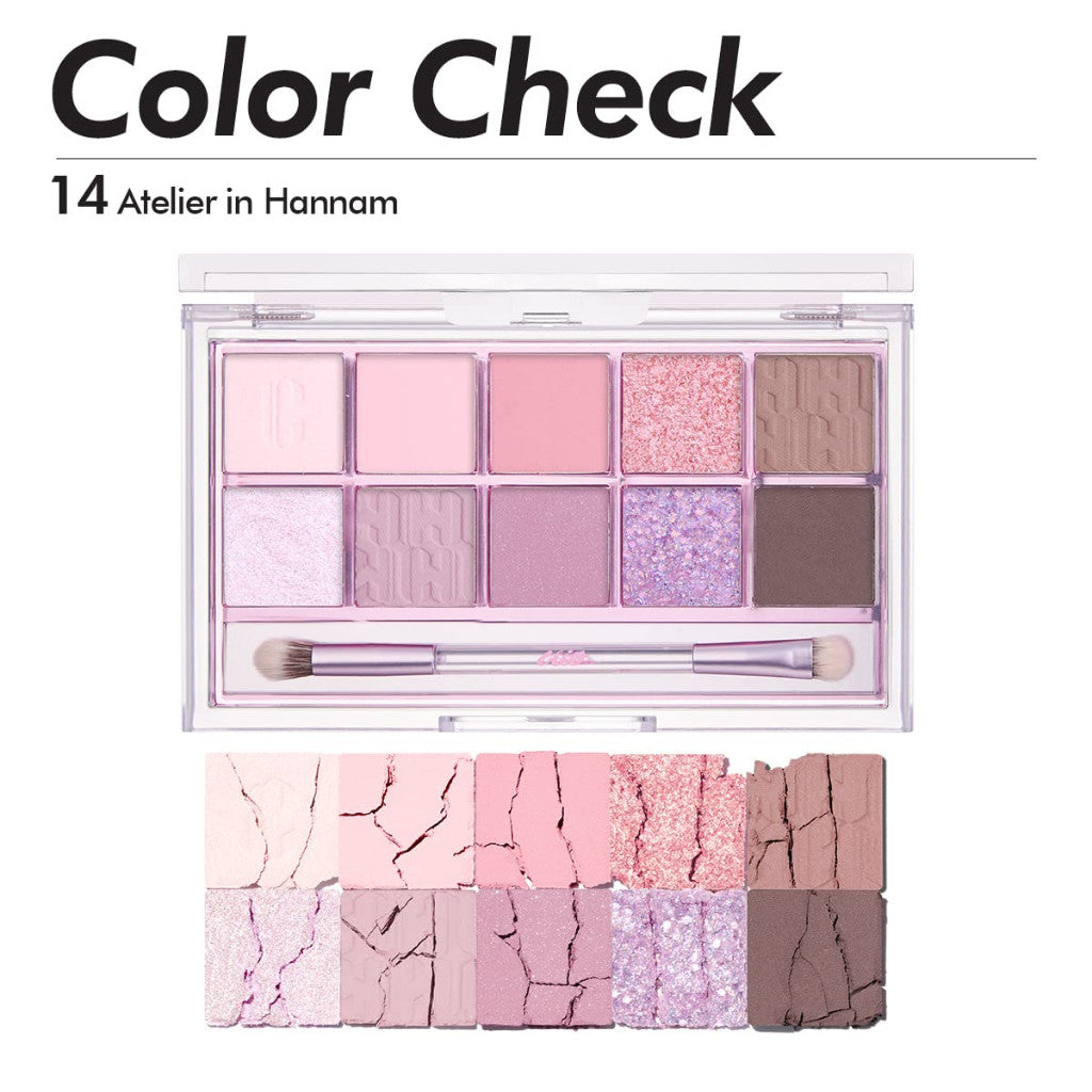 CLIO Pro Eye Shadow Palette, Matte, Shimmer, Glitter, Pearls, Highly Pigments, Long-Wearing