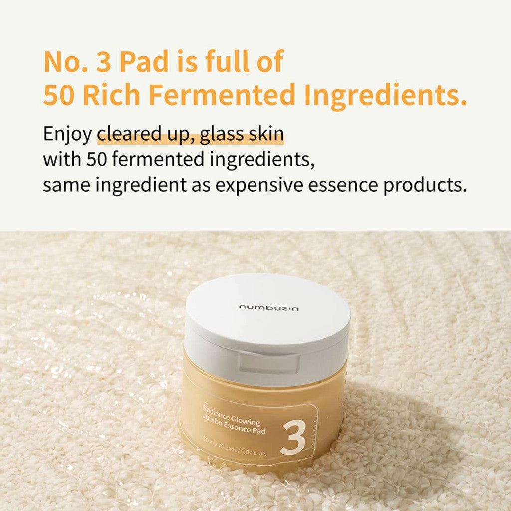 Numbuzin No.3 Radiance Glowing Jumbo Essence 70 pads, 5.07 fl.oz