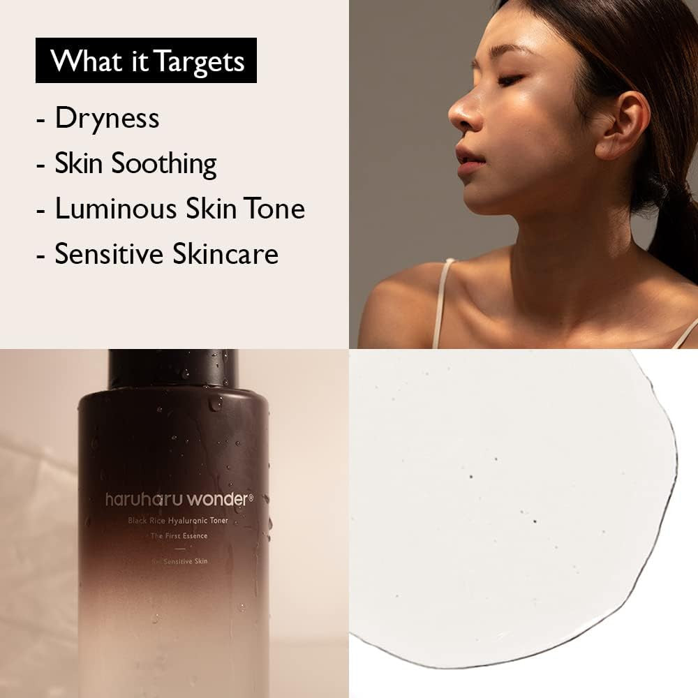 Haruharu Wonder Black Rice Hyaluronic Toner for Sensitive Skin, 10.1 fl oz / 300ml | Alcohol Free, Fragrance Free | Vegan, Cruelty Free, EWG-Green