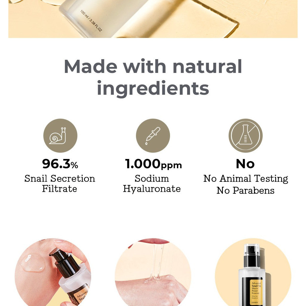 COSRX Snail Mucin 96% Power Repairing Essence 30ml, 100ml