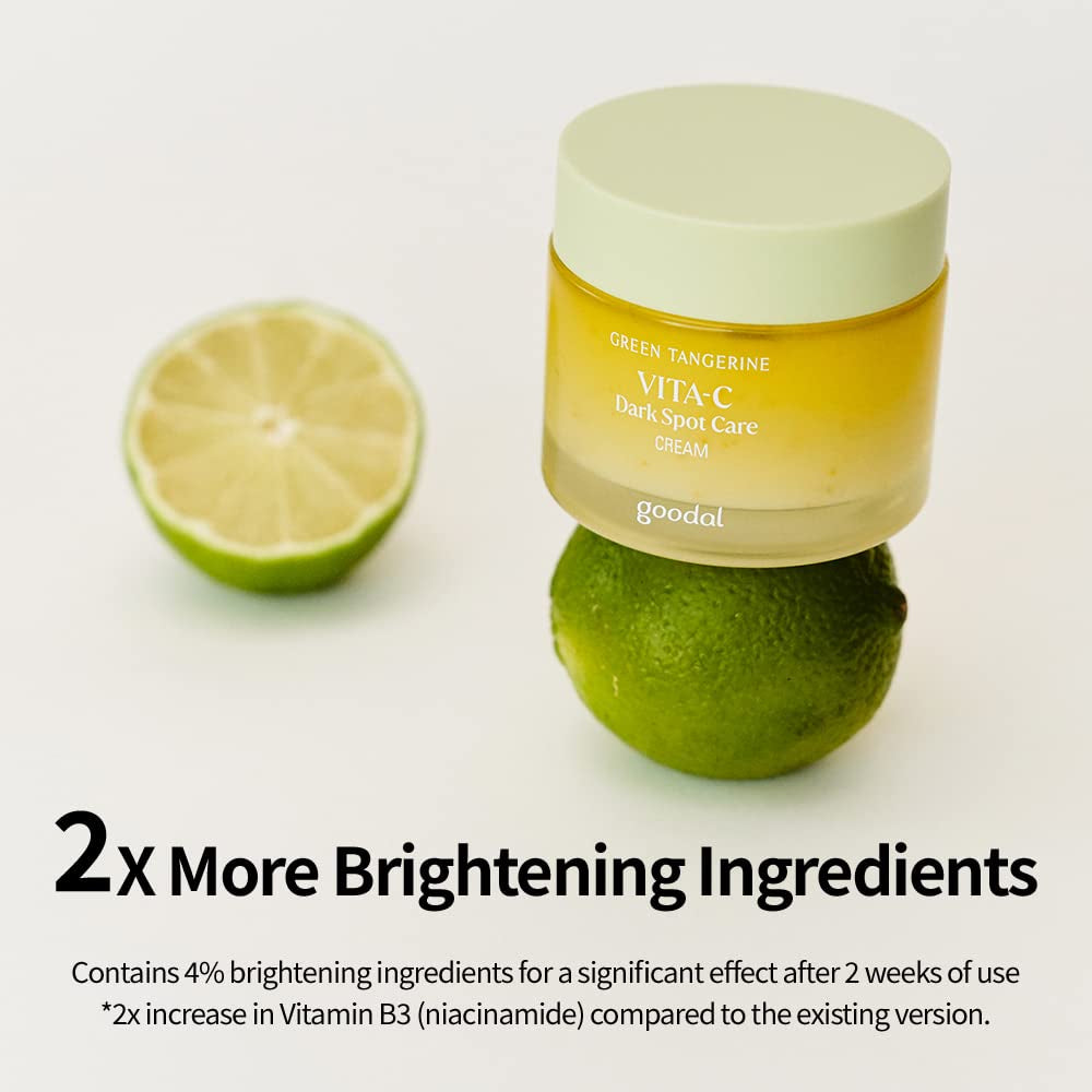 GOODAL Crema de Vitamina C de Mandarina Verde 50mL / 1.69 fl oz. Cuidado de la piel coreano hidratante e iluminador con cápsulas de vitamina C