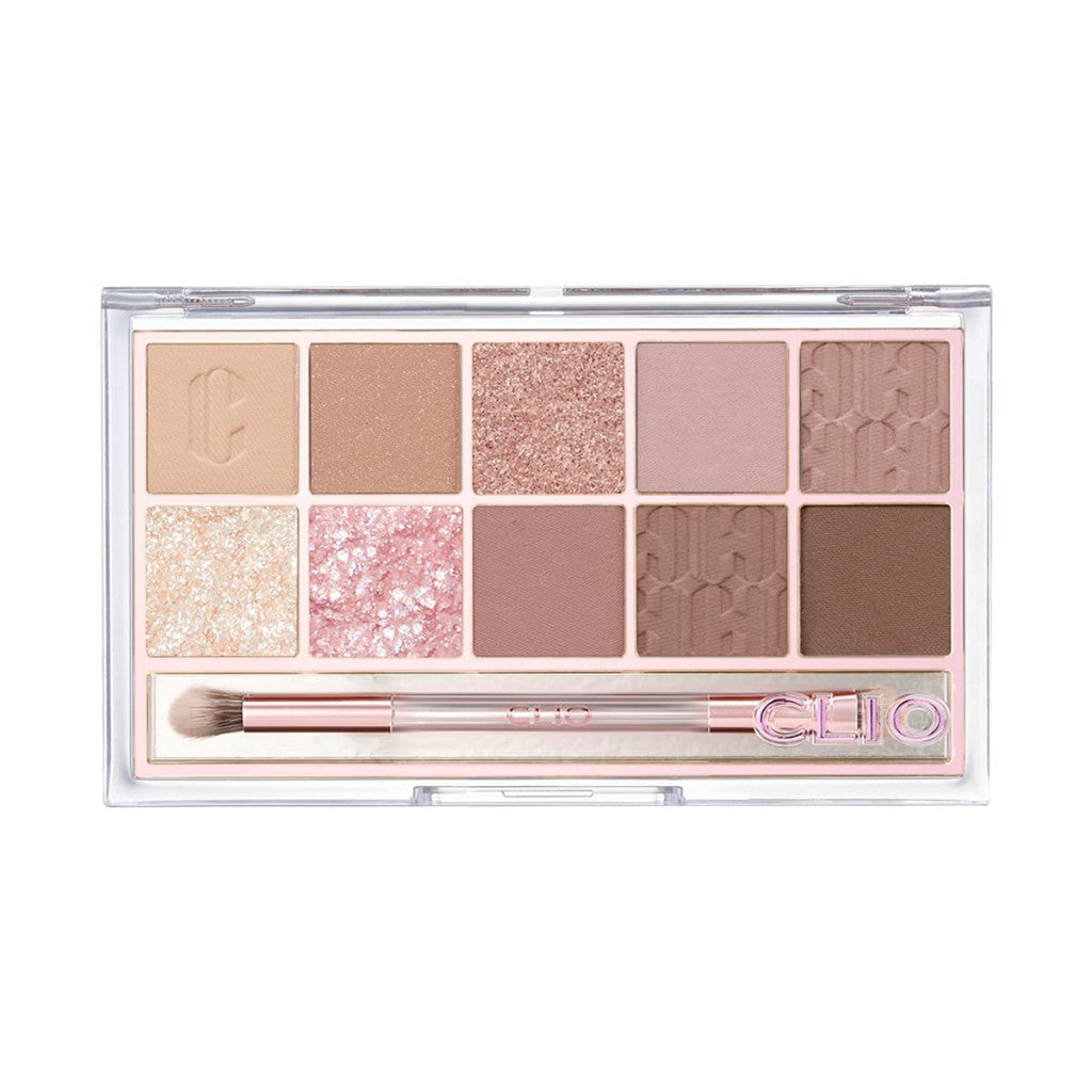 CLIO Pro Eye Shadow Palette, Matte, Shimmer, Glitter, Pearls, Highly Pigments, Long-Wearing