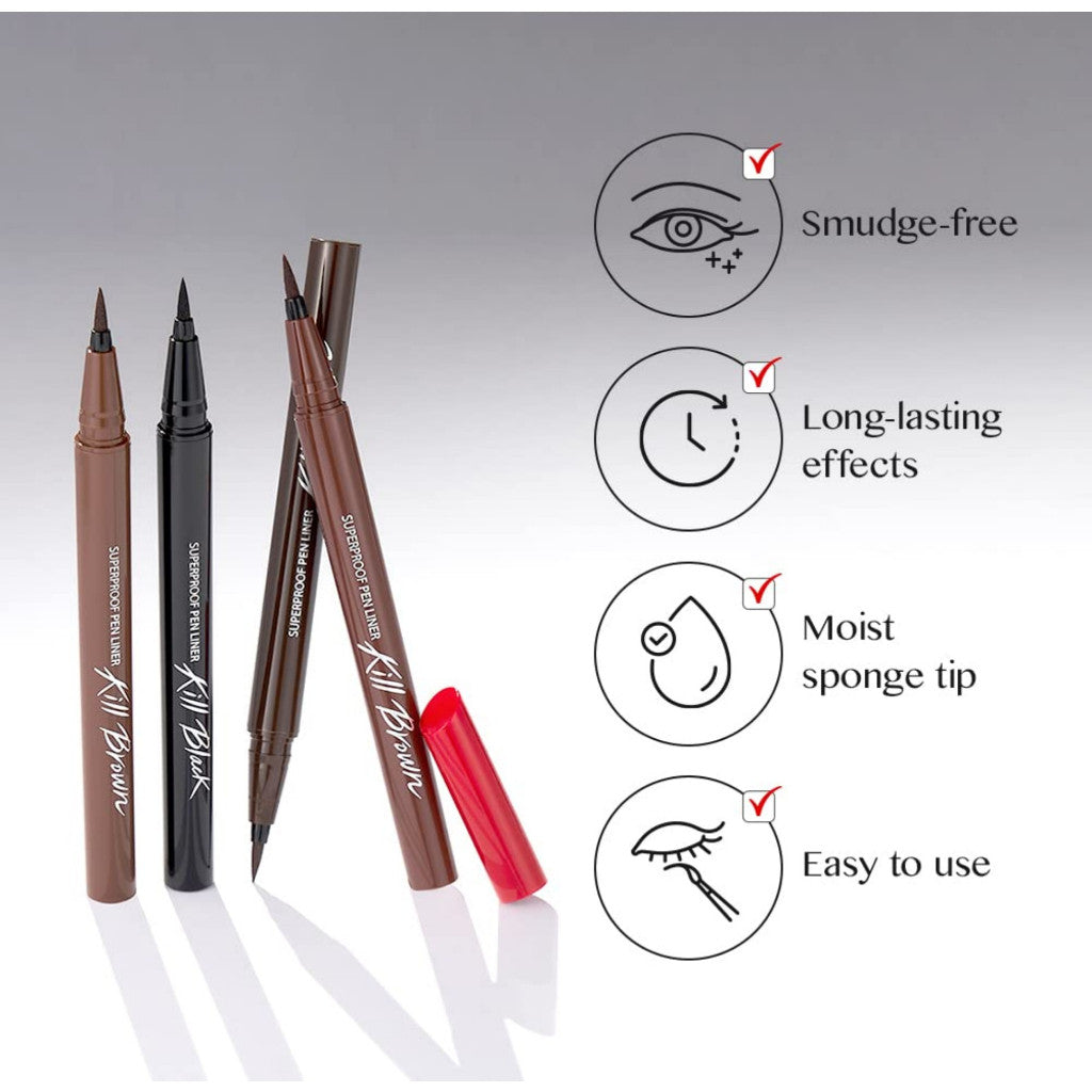 CLIO Superproof Pen Liquid Eye Liner, Precision Tip, Long Lasting, Smudge-Resistant, High-Intensity Color