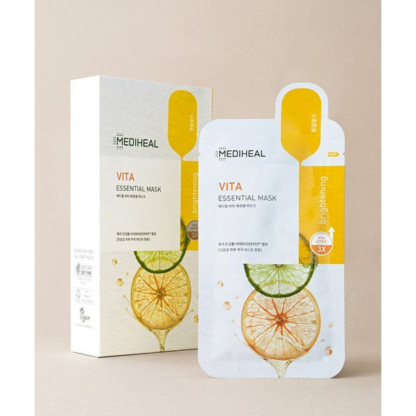 MEDIHEAL Essential Mask Sheet Pack 10pcs / Teatree, Madecassoside, Collagen, Watermide, Vita, Placenta