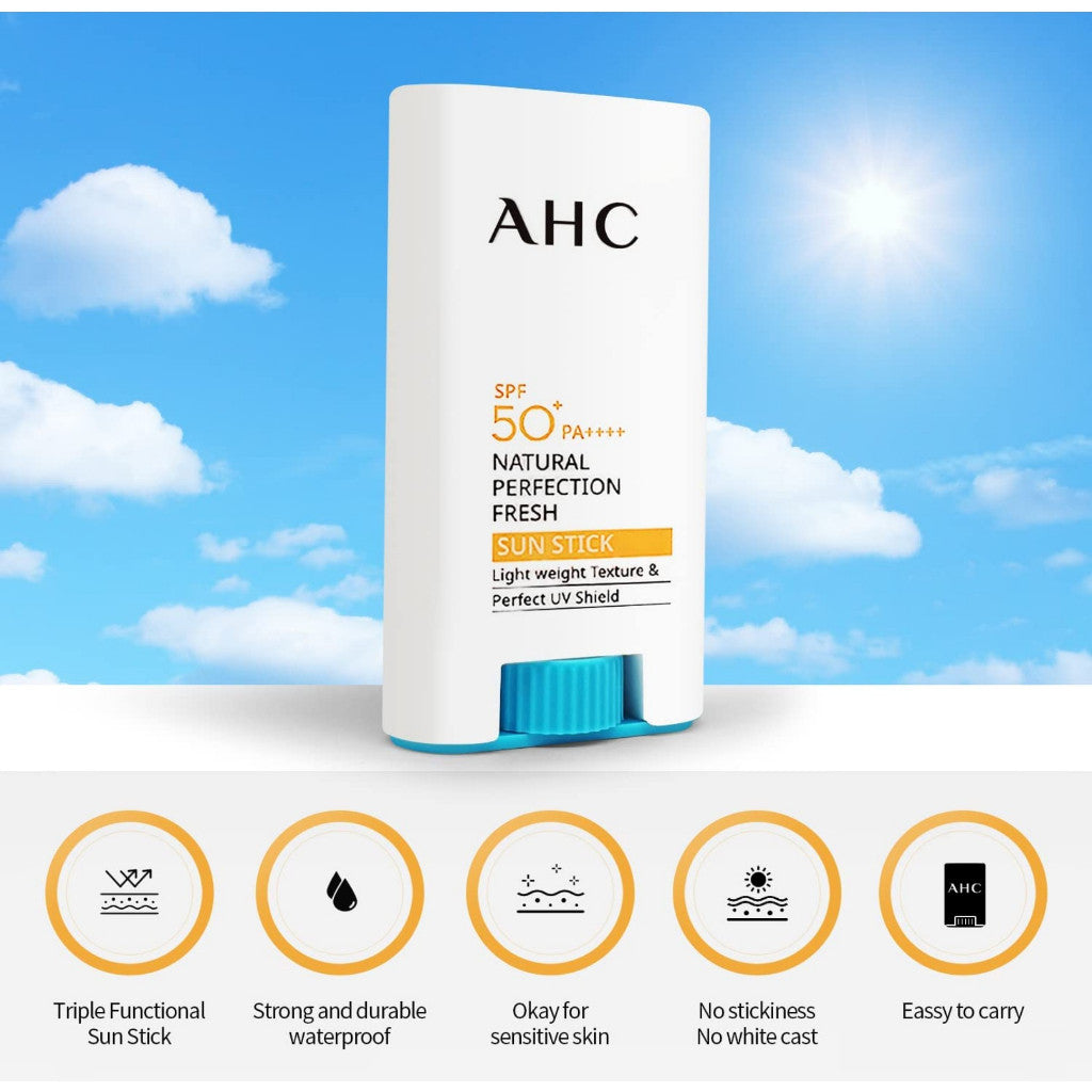 AHC Natural Perfection Double Shield Sun Stick SPF50+ PA++++, Natural Perfection Fresh Sun Stick SPF50+ PA++++, Korean Beauty UV Protect