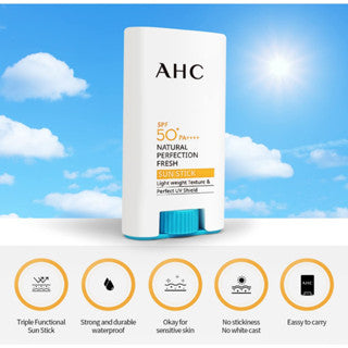 AHC Natural Perfection Fresh Sun Stick 17g SPF50+PA++++ Korean Beauty UV Protect, 0.5997 Ounce
