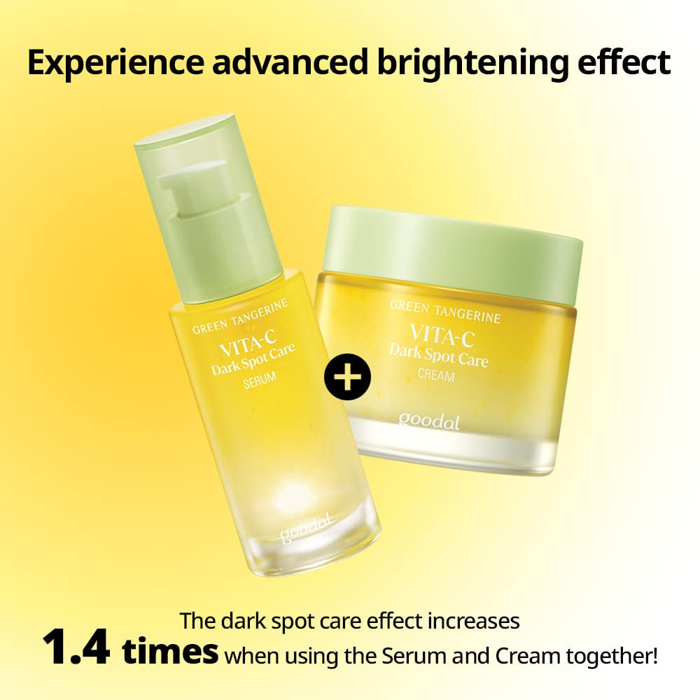 GOODAL Crema de Vitamina C de Mandarina Verde 50mL / 1.69 fl oz. Cuidado de la piel coreano hidratante e iluminador con cápsulas de vitamina C