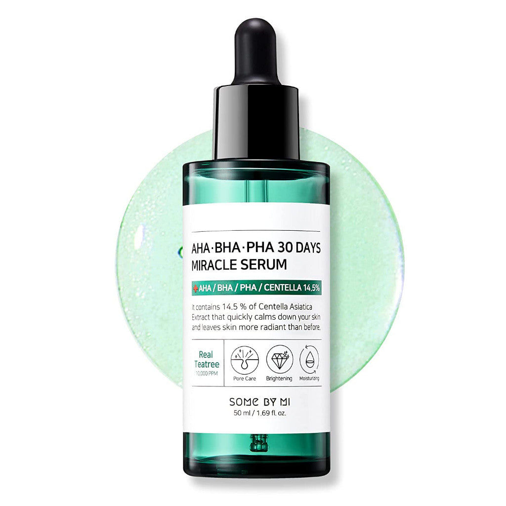 SOME BY MI AHA BHA PHA 30 Days Miracle Serum - 1.69Oz, 50ml - Made from Tea tree Leaf Water for Sensitive Skin - Sebum, Blemish Care and Remove Dead Cells - Facial Skin Care