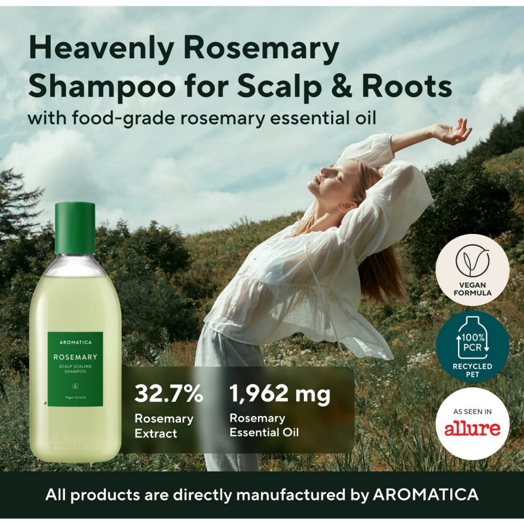 Champú exfoliante para el cuero cabelludo AROMATICA de romero 400ml 13.53oz.