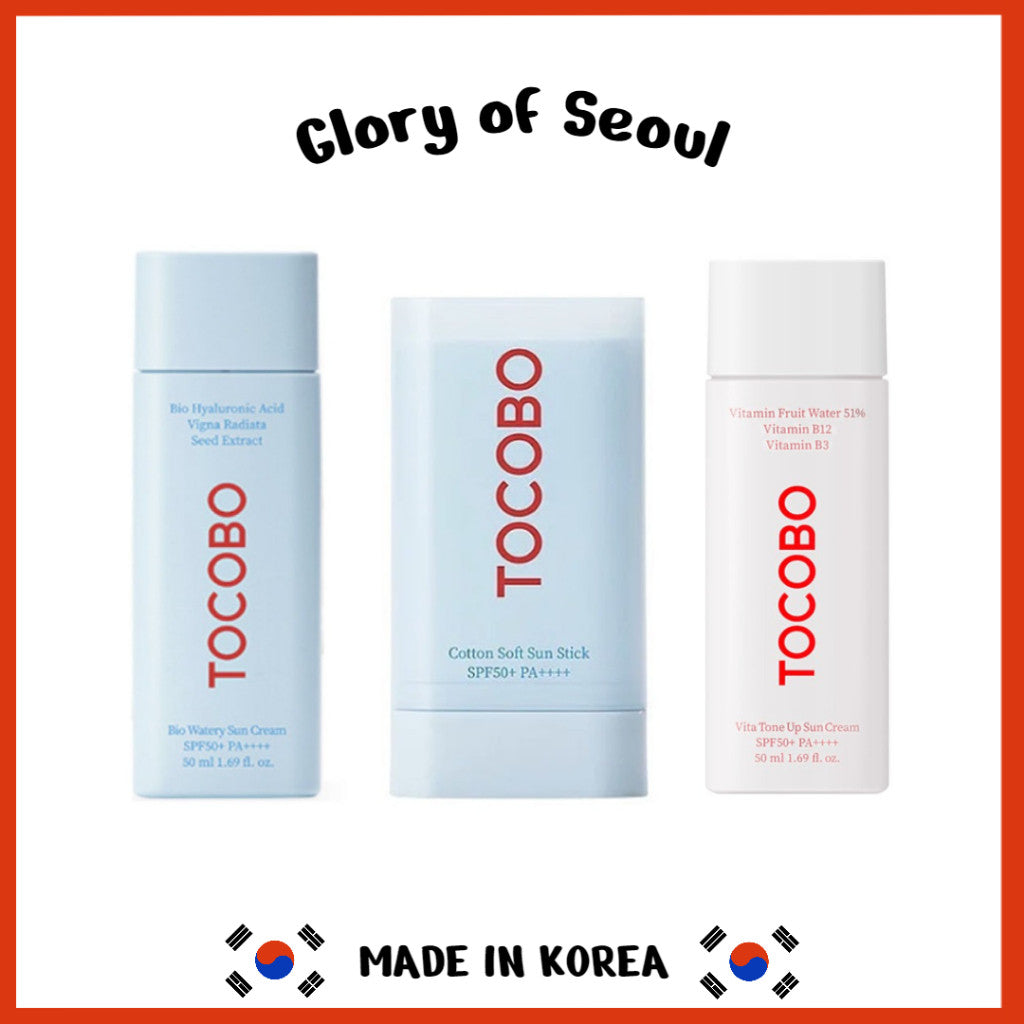 TOCOBO Bio Watery Suncream, Cotton Soft Sunstick, Vita Tone Up Suncream SPF50+ PA++++