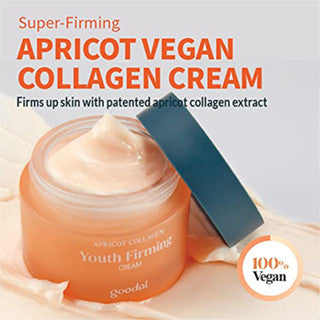 GOODAL Apricot Vegan Collagen Cream for All Skin Types, 50mL, Clean, Anti-Aging, Nourishing, Firming, Plumping Cream with Plant-Based Amino Acids and Antioxidants