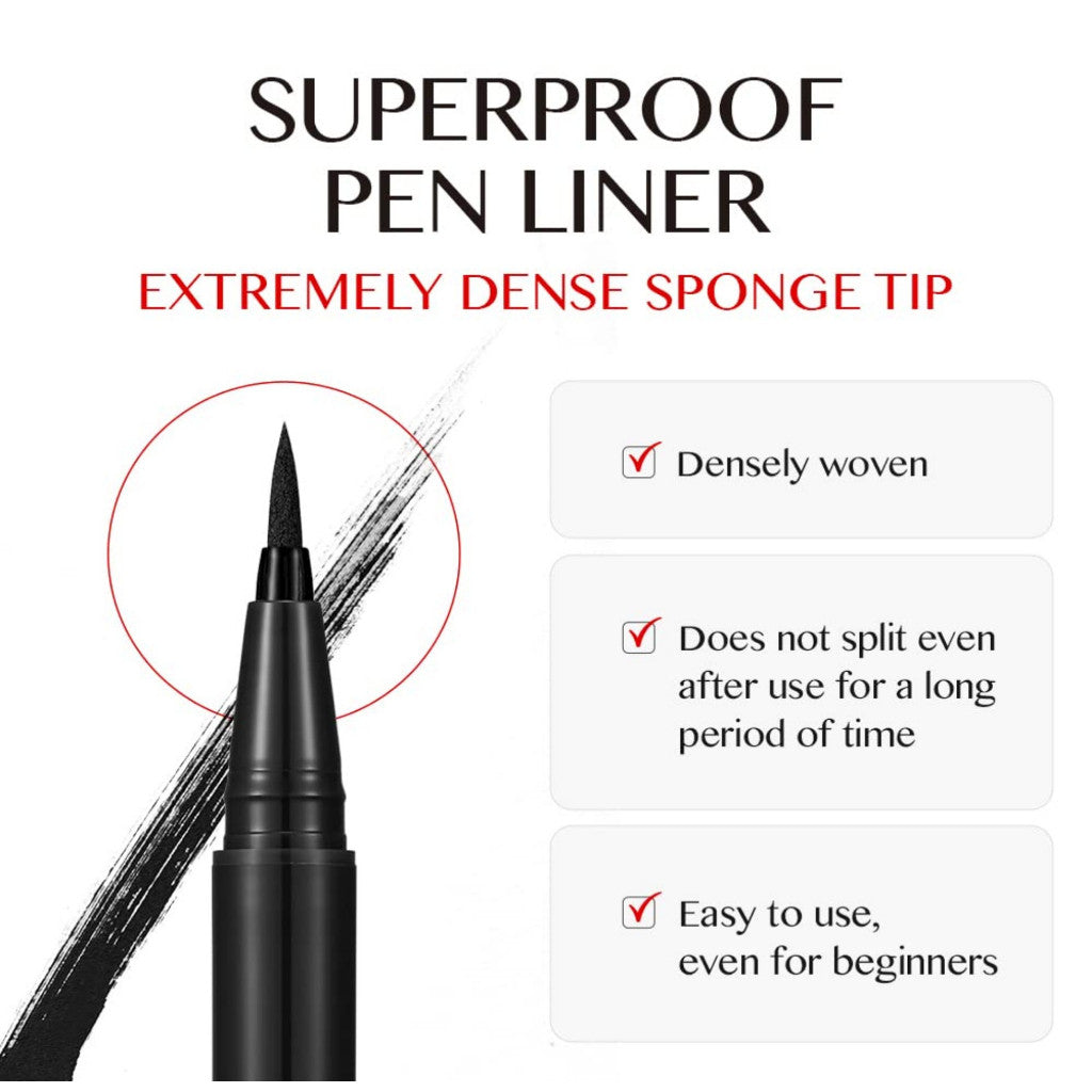 CLIO Superproof Pen Liquid Eye Liner, Precision Tip, Long Lasting, Smudge-Resistant, High-Intensity Color