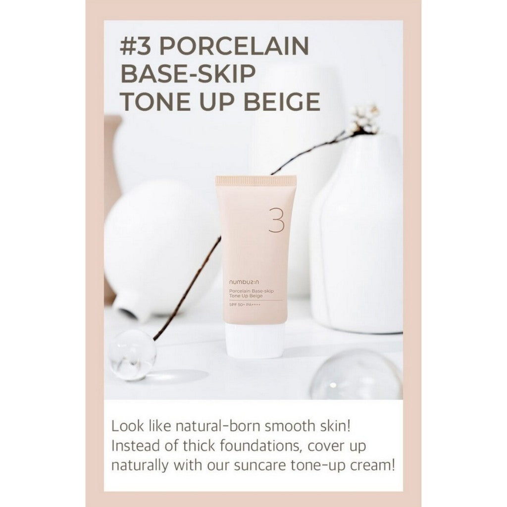 [Duo set] Numbuzin No. 3 Porcelain Base-skip Tone Up Beige 35mL+35mL SPF50+ PA++++