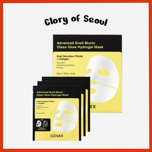 [NEW] COSRX Advanced Snail Mucin Glass Glow Hydrogel Mask, 34g (1box=3sheets / 1sheet)