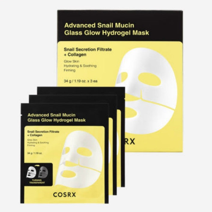 [NEW] COSRX Advanced Snail Mucin Glass Glow Hydrogel Mask, 34g (1box=3sheets / 1sheet)