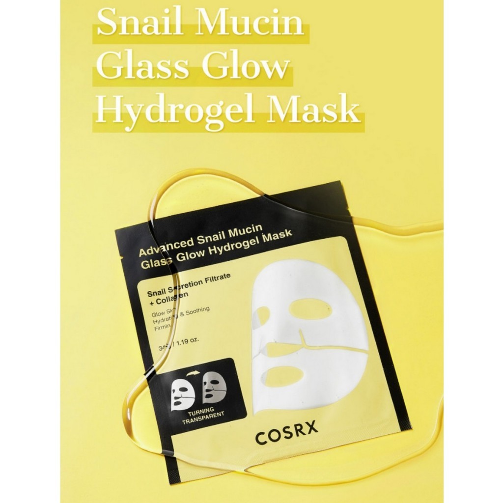 [NEW] COSRX Advanced Snail Mucin Glass Glow Hydrogel Mask, 34g (1box=3sheets / 1sheet)