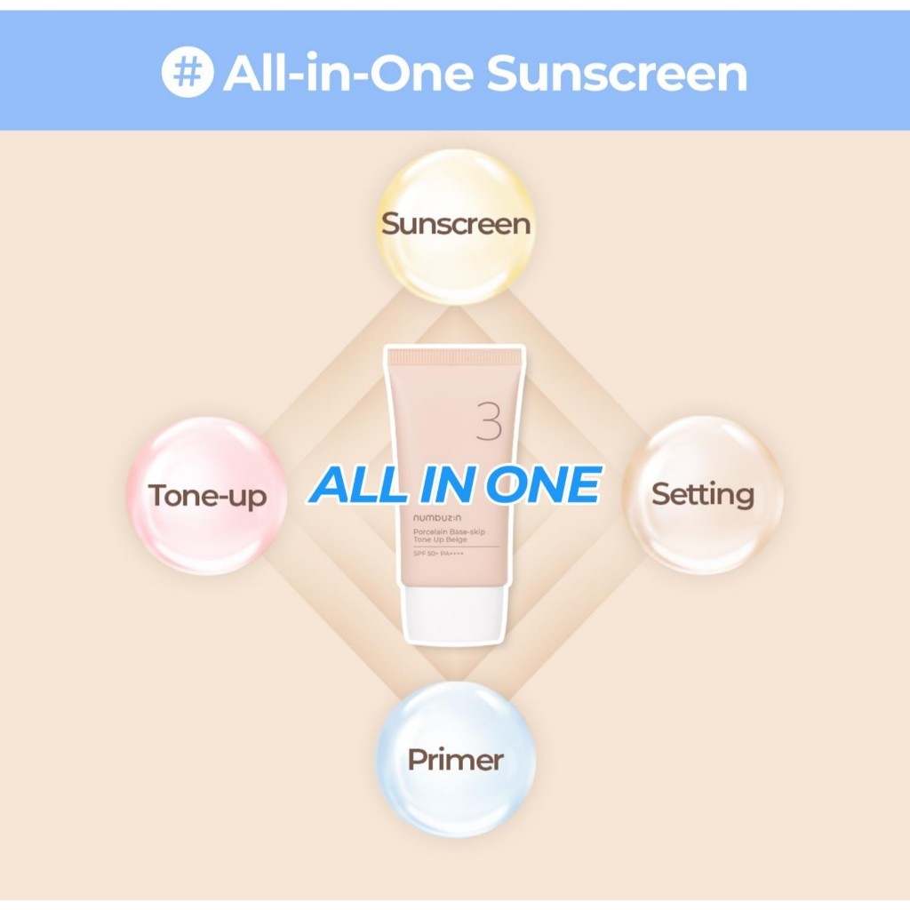 NUMBUZIN No.3 Porcelain Base-skip Tone Up Beige (5ml, 35ml, 50ml)