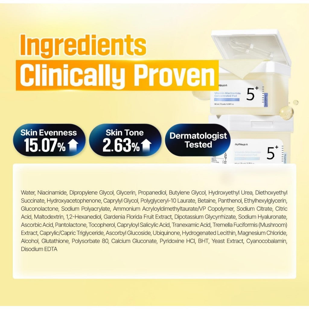 Numbuzin No.5 Niacinamide Concentrated Toner Pad (70 Sheets)