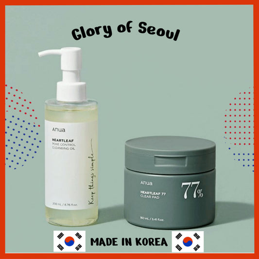 [SET] ANUA Heartleaf 77 Clear Pad 70 Pads 160ml + ANUA Heartleaf Pore Control Original Cleansing Oil 200ml