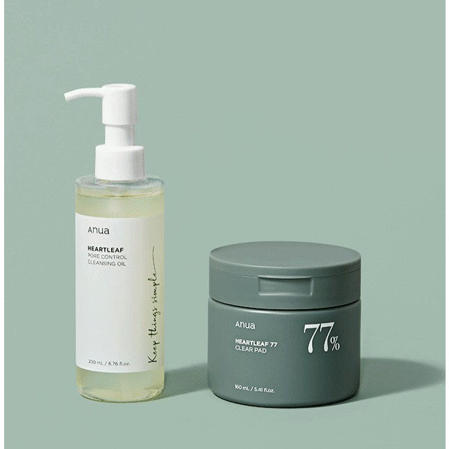 [SET] ANUA Heartleaf 77 Clear Pad 70 Pads 160ml + ANUA Heartleaf Pore Control Original Cleansing Oil 200ml