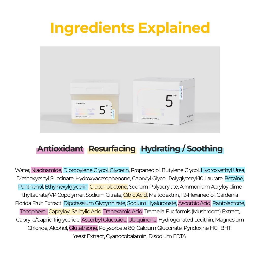 [Refill] Numbuzin No. 5 Vitamin-Niacinamide Concentrated Pad 70P