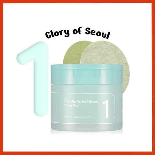 [Numbuzin] No.1 Centella Re-Leaf Green Toner Pad | Vegan Pad, Double-Sided, Herb extracts, Calming, 70 Pads, 6.42 fl.oz