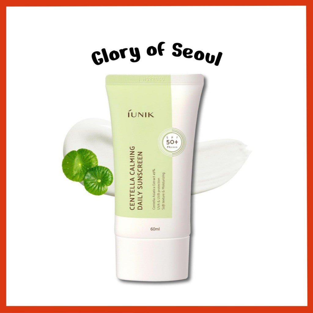 [IUNIK] Centella Calming Daily Sunscreen, 60mL | SPF 50+ PA++++ Vegan Moisture Non-Sticky No White Cast, Light-Weight, Reef-Safe, UVA UVB, Matte-Finish