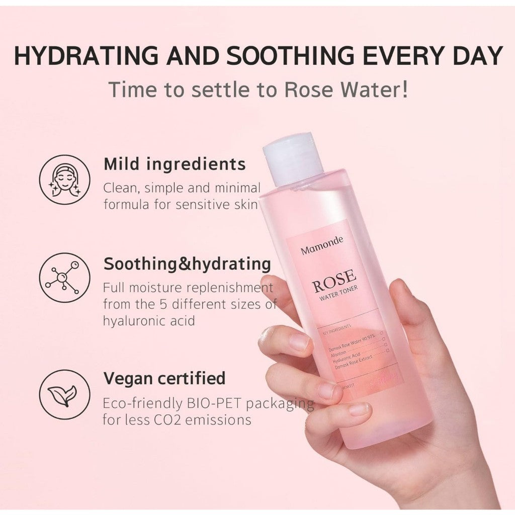 [MINI] MAMONDE Rose Water Toner for Face, 25ml Travel Size | 90.97% Organic Rose Water, Vegan Certified, Soothing and Hydrating