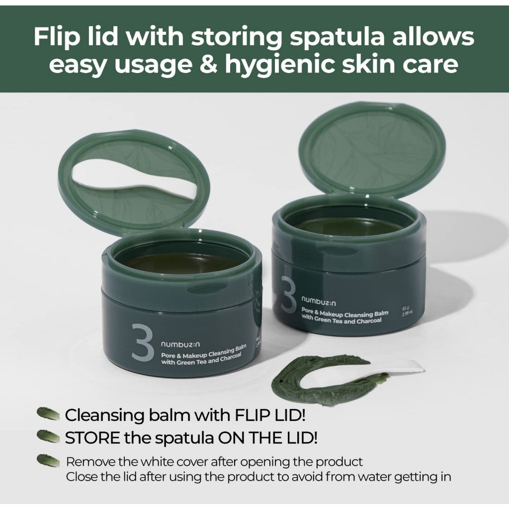 [Numbuzin] No. 3 Pore & Makeup Cleansing Balm with Green Tea and Charcoal 85g