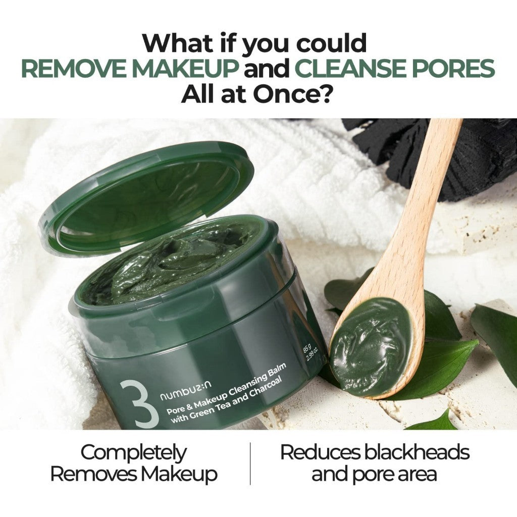 [Numbuzin] No. 3 Pore & Makeup Cleansing Balm with Green Tea and Charcoal 85g