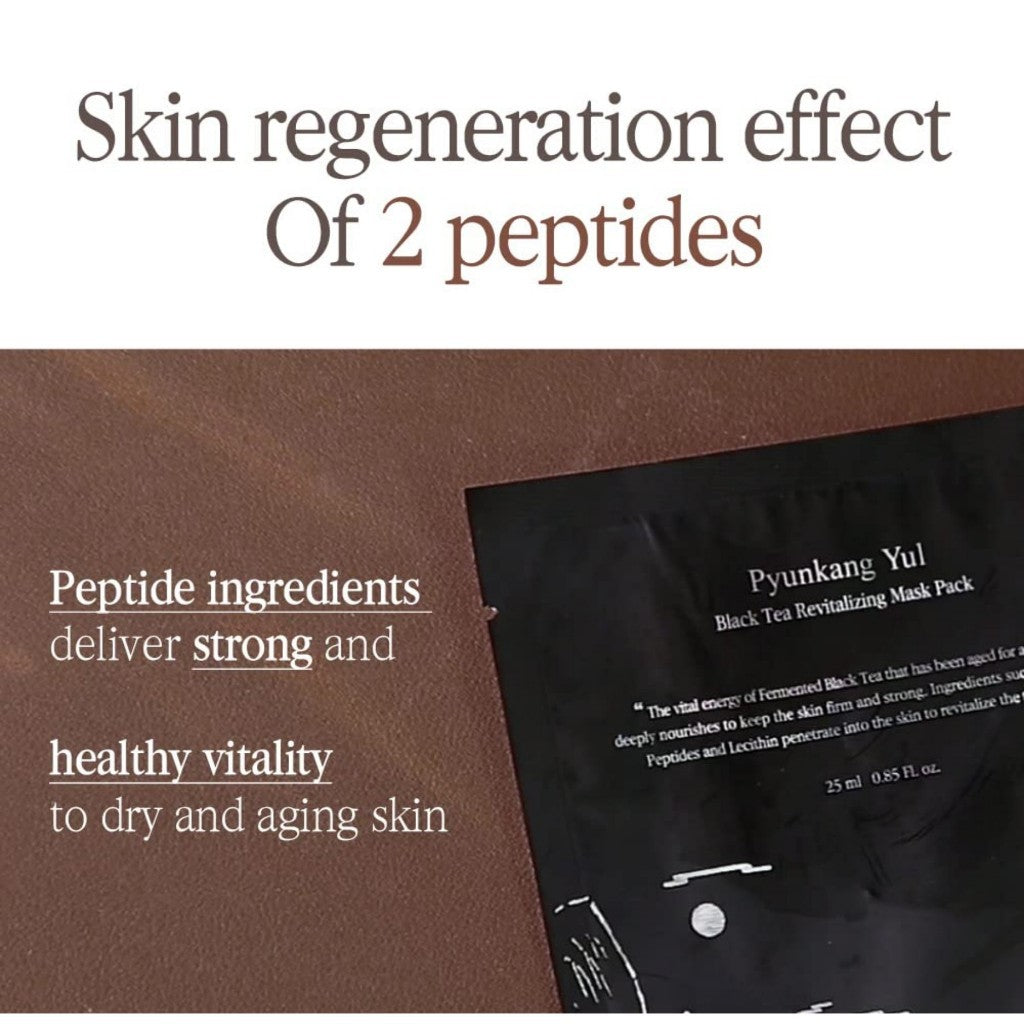 PYUNKANG YUL Fermented Black Tea Revitalizing Mask Pack with Low Molecule Collagen, Shea Butter 25ml(1 Sheet)