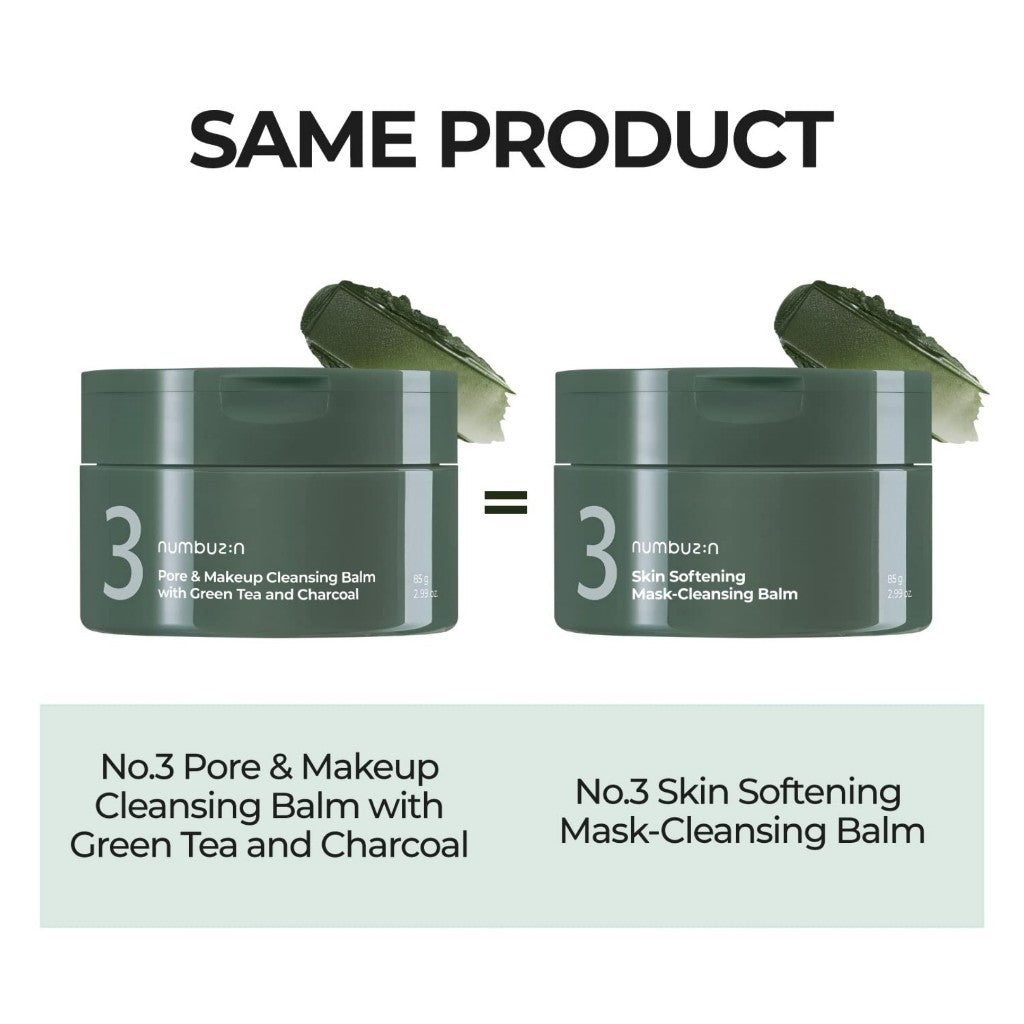 [Numbuzin] No. 3 Pore & Makeup Cleansing Balm with Green Tea and Charcoal 85g