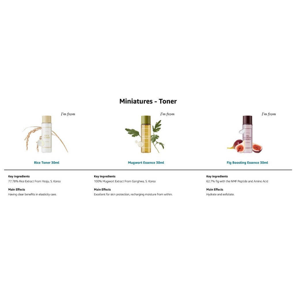 [MINI] I'm From Essence Mini Rice Toner Collection 30ml (2 Types) │ Mugwort Essence / Fig Boosting Essence