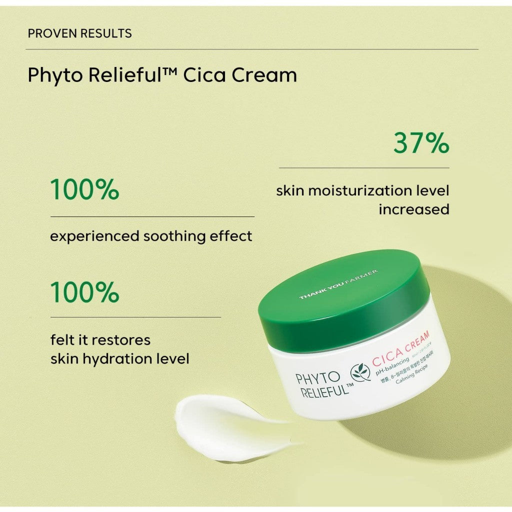 THANK YOU FARMER Phyto Relieful™ Cica Cream 2.81 Fl Oz (80ml) - Vegan, Centella Asiatica for Soothing