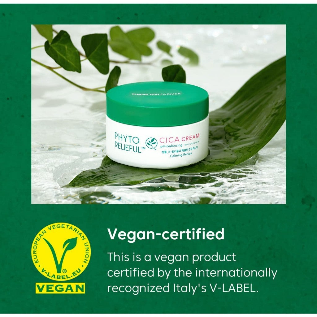 THANK YOU FARMER Phyto Relieful™ Cica Cream 2.81 Fl Oz (80ml) - Vegan, Centella Asiatica for Soothing