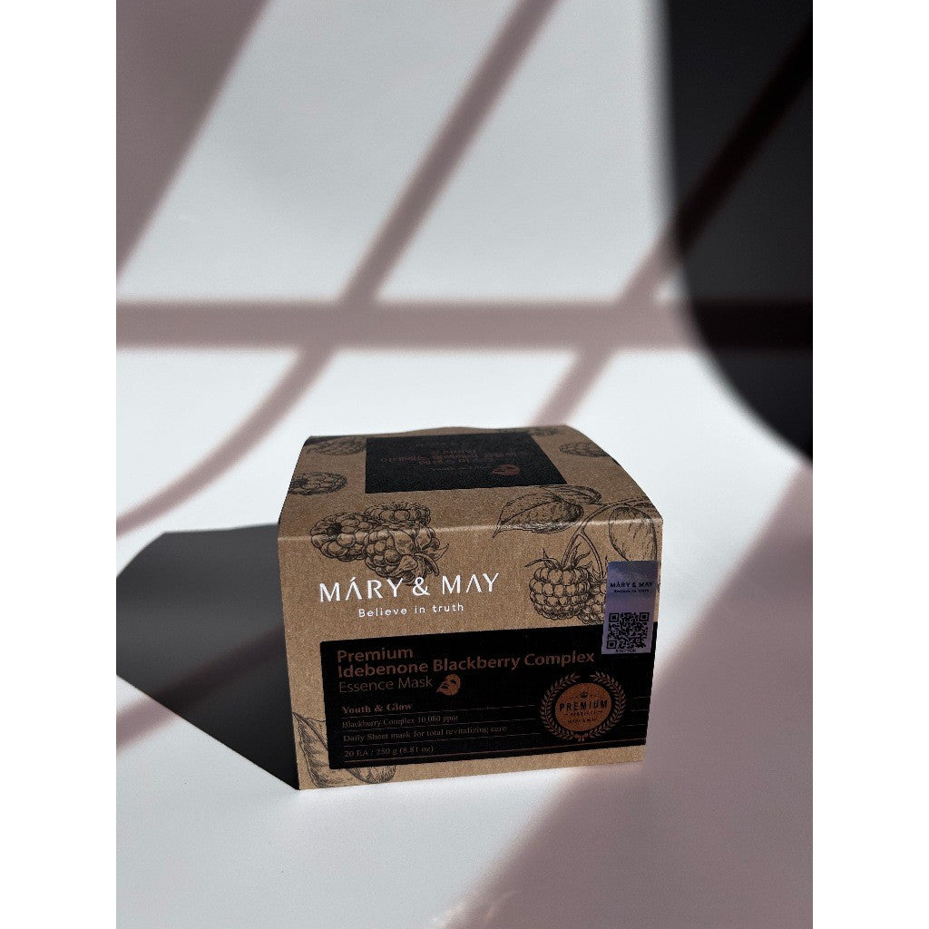 MARY&MAY Premium Idebenone Blackberry Complex Essence Mask, 20 Sheets 250g