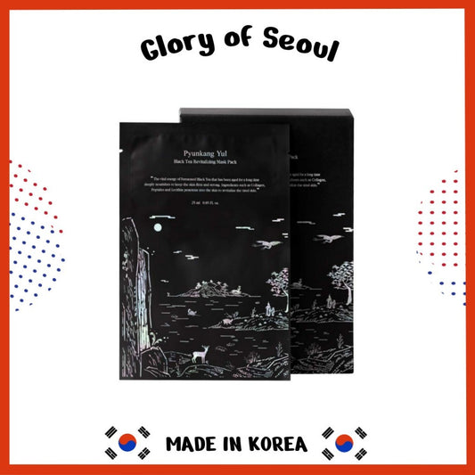 PYUNKANG YUL Fermented Black Tea Revitalizing Mask Pack with Low Molecule Collagen, Shea Butter, 25mL(1Sheet)