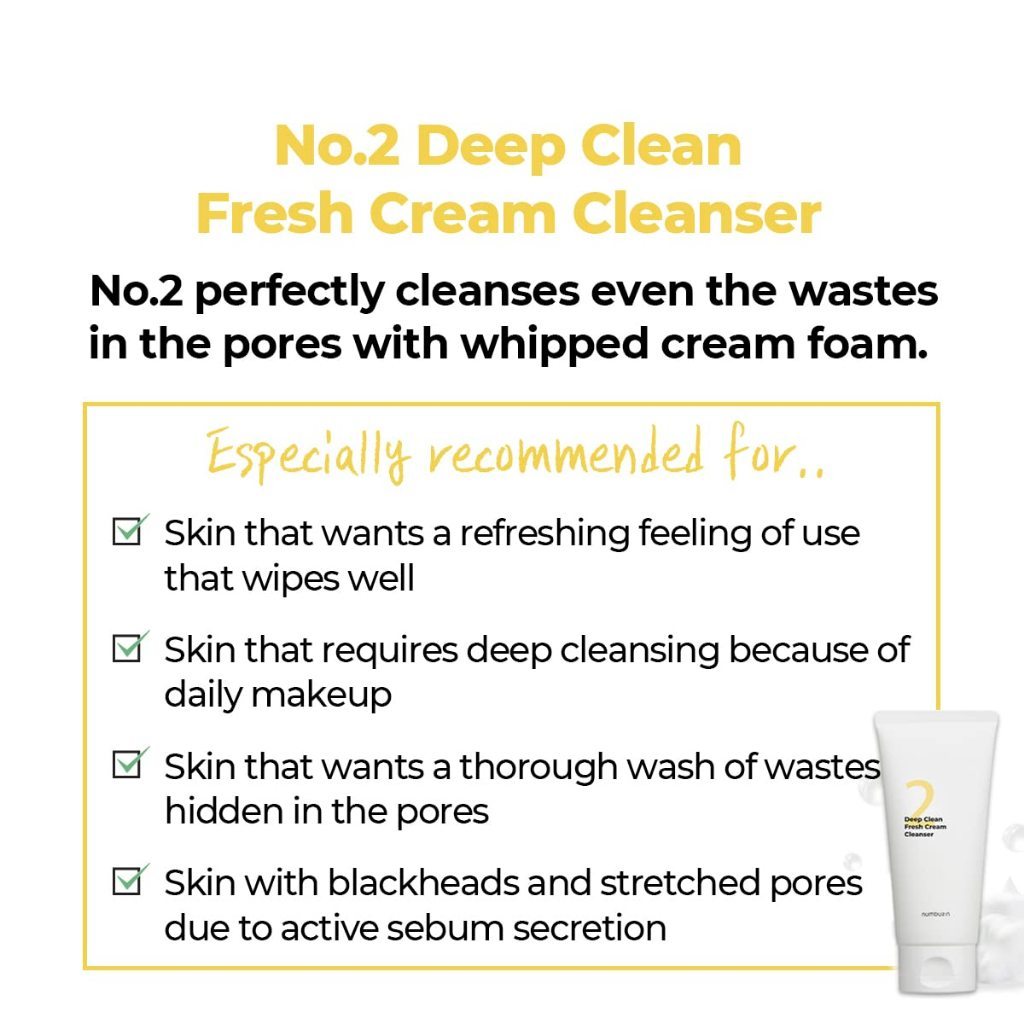 numbuzin No.2 Deep Clean Fresh Cream Cleanser 120ml / 15ml