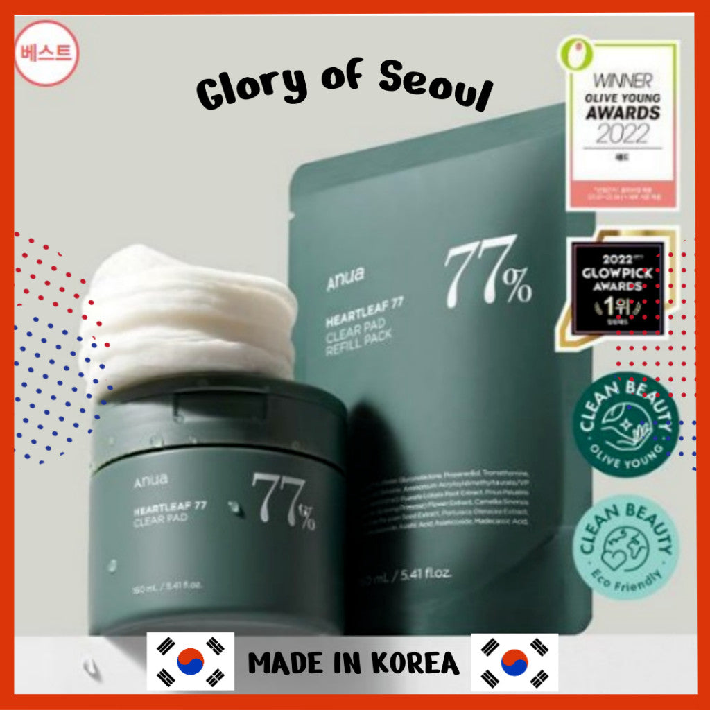 [ORIGINAL PRODUCT+REFILL SET] ANUA Heartleaf 77 Clear Pad 70 Pads 160ml + 70 Pads 160ml