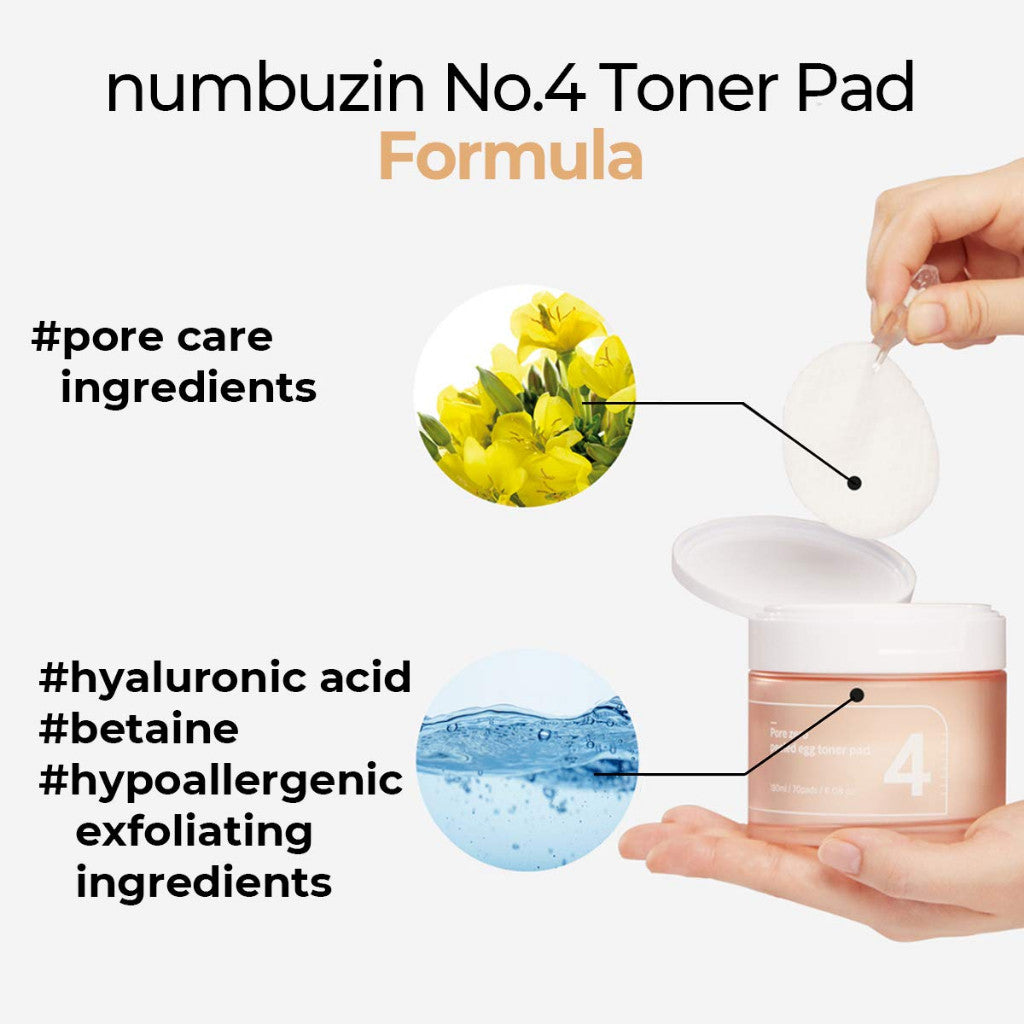 Numbuzin No.4 Pore Zero Peeled Egg Toner Pad 70 Sheets