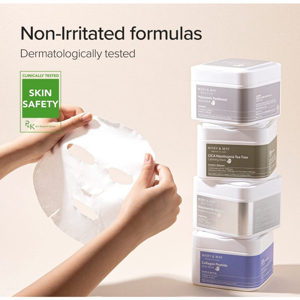 Mascarilla iluminadora de niacinamida y vitamina C MARY&MAY, 30 hojas, 400 g