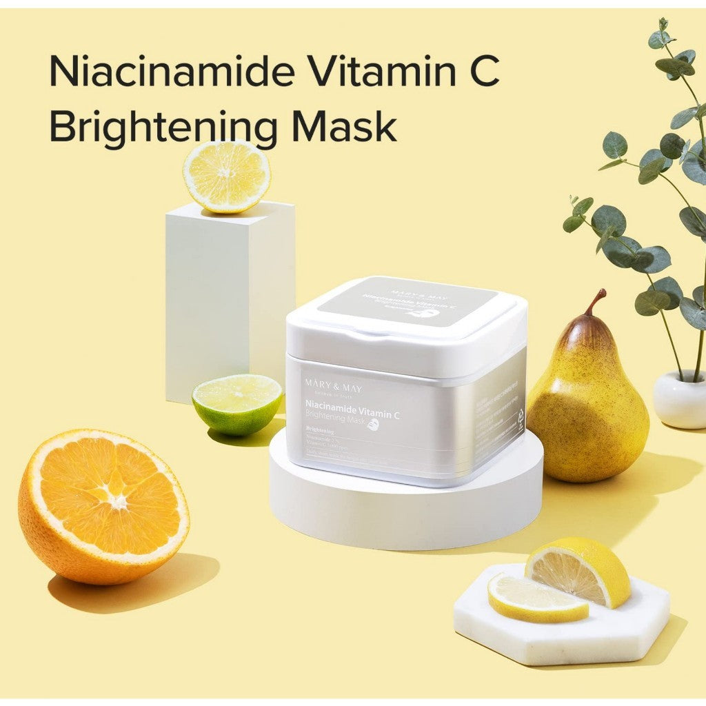 Mascarilla iluminadora de niacinamida y vitamina C MARY&MAY, 30 hojas, 400 g