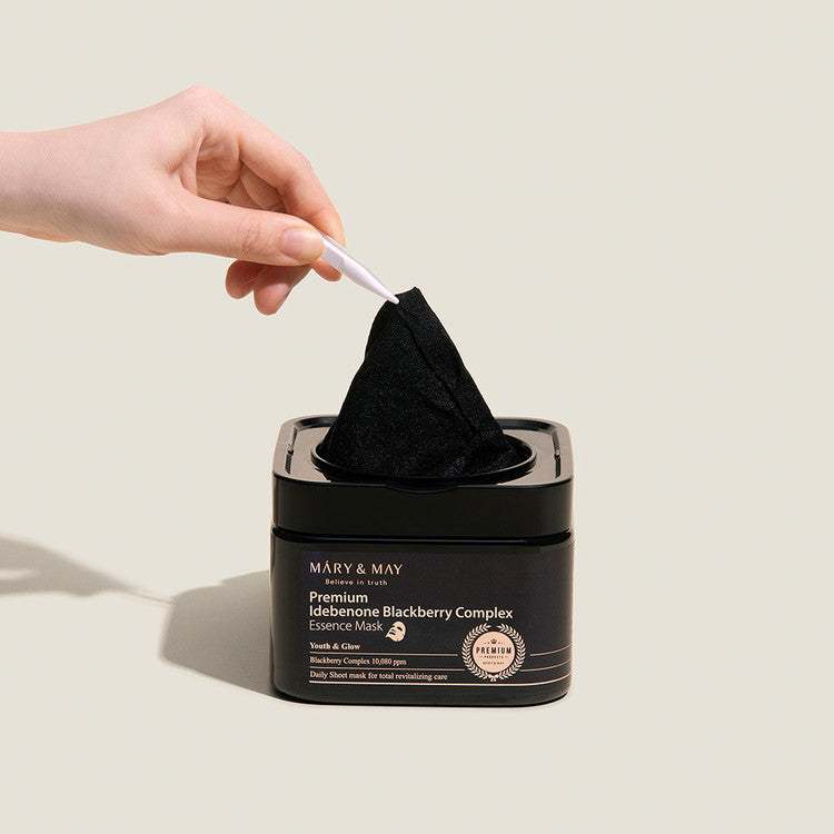 MARY&MAY Premium Idebenone Blackberry Complex Essence Mask, 20 Sheets 250g