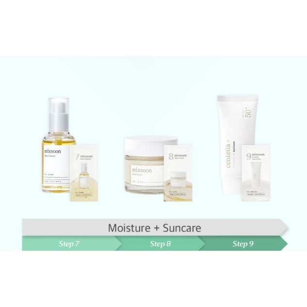 [KIT] mixsoon 9-Step Trial Kit, 1.5ml*3, Cleansing Oil 1.5ml + Cleansing Foam 1.5ml + Toner 1.5ml